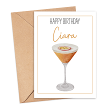 Personalised Birthday Card - Happy Birthday with Pornstar Martini - Small (A6)