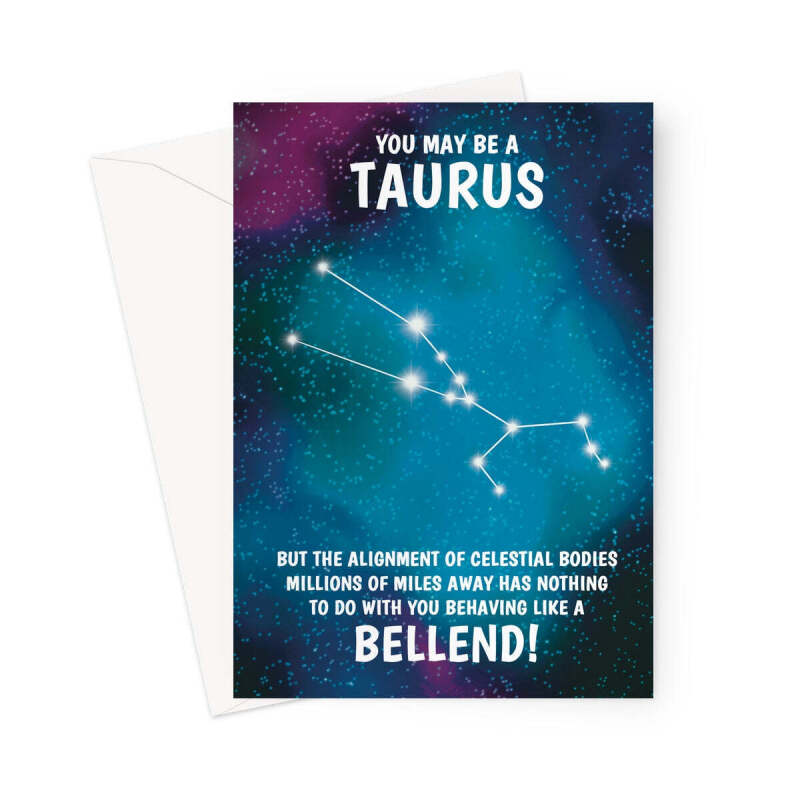 Taurus Rude Star Sign Birthday Card - A5 Portrait - 1 Card