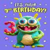 Third Birthday | Cute Card | Alien card