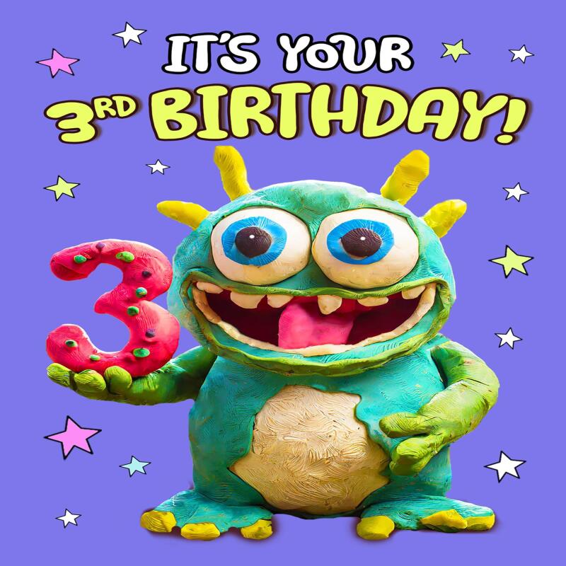 Third Birthday | Cute Card | Alien card