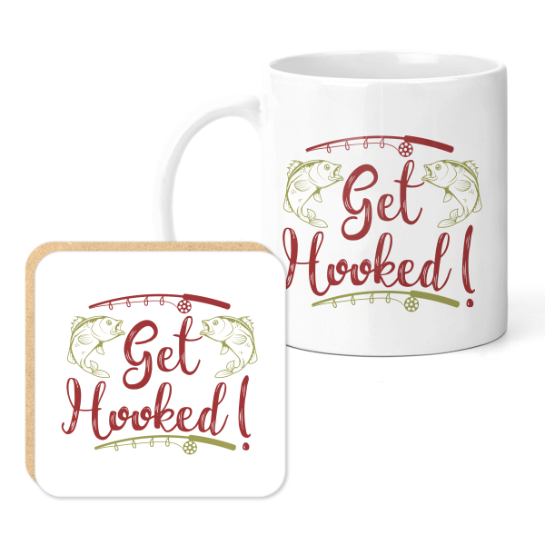 Fishing Mug & Coaster Set - Get Hooked