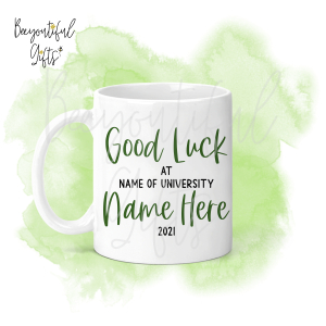 Personalised Good Luck at University Ceramic Mug - Green