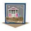 New Home - Seaside themed beach hut card - designed by Seth Draper - 15cm square and blank inside, made in the UK