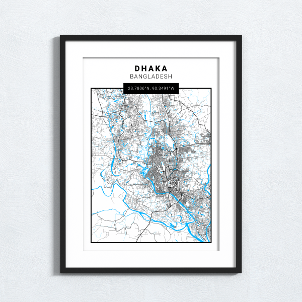 Dhaka - Bangladesh - Map Print - A4