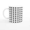 Black Star In Lines Patterned Mug - Ceramic White