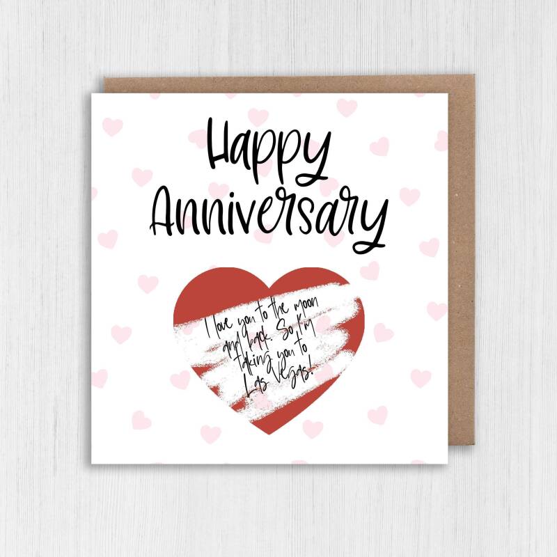 Personalised scratch off and reveal heart card: Happy Anniversary - with any message and choice of heart colour - Gold