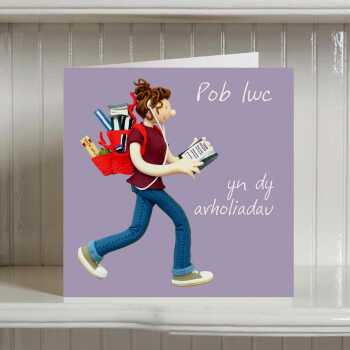 Welsh good luck exam card for girl - revision art card by Erica Sturla - UK made