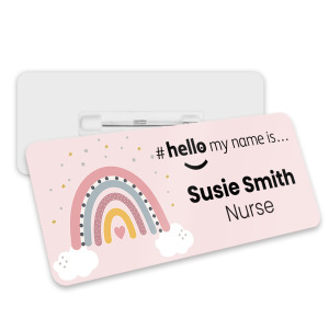 #hello my name is... Name Badge - Pink Rainbow