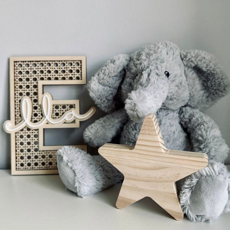 Personalised Wooden Rattan Alphabet with Name / Boho Nursery Decor / Personalised Wall Decor / Scandi Alphabet