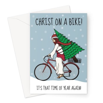 Funny Jesus Christmas Card - Christ On A Bike