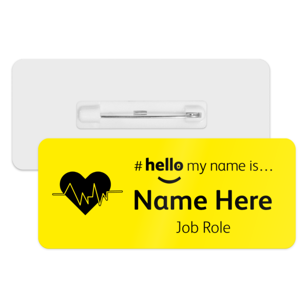 #hello my name is... Name Badge - Classic Yellow - Heart Icon