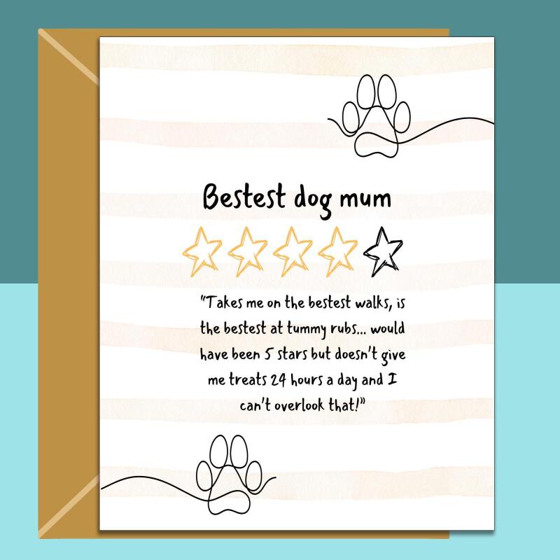 Dog Mum Birthday Card - Funny Card for the pup's mom on her birthday - Any Age - Personalised inside if required - Blank inside - Regular - Matte