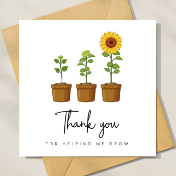 Thank For Helping Me Grow, Personalised Teacher Card