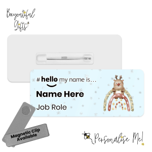 Name Badge - Boho Christmas Character Rainbow #hello my name is... - Reindeer