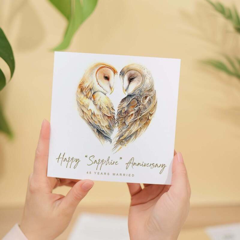 45th Anniversary Card Shapphire Anniversary 45 Year Anniversary Card For Husband Anniversary Card For Wife Forty Five Year Anniversary Card - Square (5.5x5.5) / Blank Inside