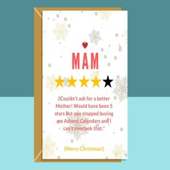 Funny Mam Christmas Card - Personalised if required - Ideal Greetings Card for your Mam this Xmas