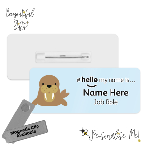Name Badge - Cute Arctic Animal Corner Hello My Name is... - Walrus 1