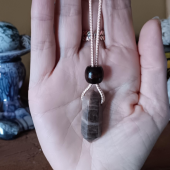 Black Sunstone & Bead Waxed Cord Necklace