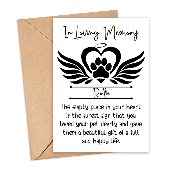 Personalised Sympathy Card - In Loving Memory Pet Memorial Monogram - Small (A6)