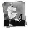 Nuts to vitamins, vintage photographic card featuring funny nurse with vitamins  - 12.6 x 17.7cm and blank inside - made in the UK