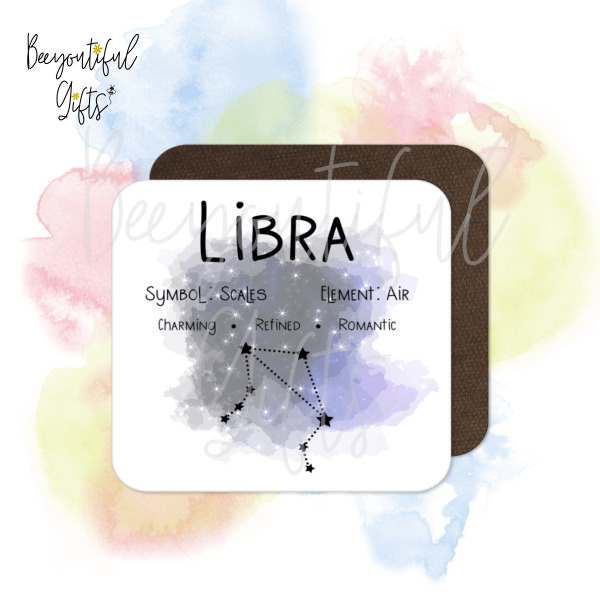 Birthday Coaster - Star Sign with Astrology Background - Aquarius