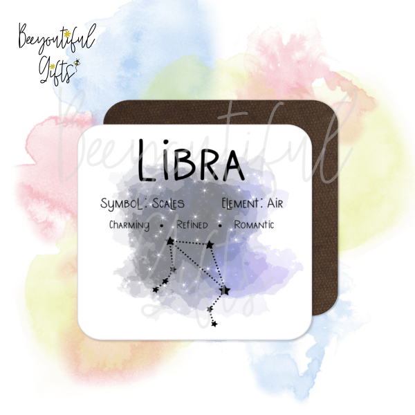 Birthday Coaster - Star Sign with Astrology Background - Aquarius