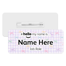 #hello my name is... Name Badge - Pastel Bow Gingham