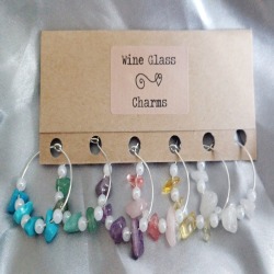 Set of 6 Wine Glass Charms with Crystals