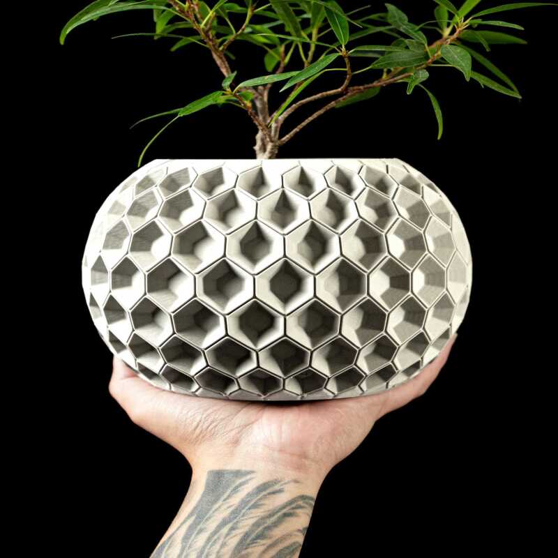 Hexa Planter Pot 02 - Matte Dark Green