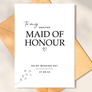 Personalised Wedding Day Card - To My Amazing Maid of Honour