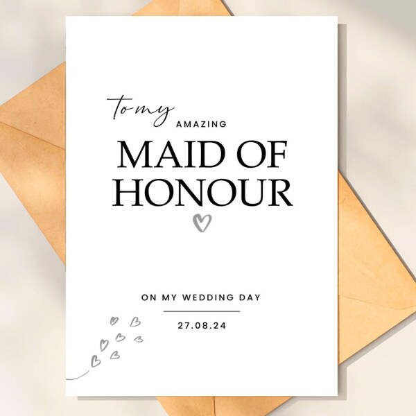Personalised Wedding Day Card - To My Amazing Maid of Honour - Small (Approx. A6 | 105mm x 148mm | 4.1in x 5.8in) - Standard Smooth Card