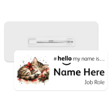 #hello my name is... Name Badge - Whimsical Christmas Kitten