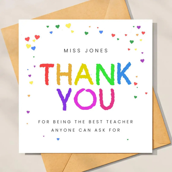 Personalised Thank You Teacher Card - For Being The Best Teacher Anyone Can Ask For - Standard Smooth Card