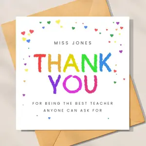 Personalised Thank You Teacher Card - For Being The Best Teacher Anyone Can Ask For