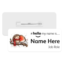 #hello my name is... Name Badge - Whimsical Christmas Hedgehog & Robin