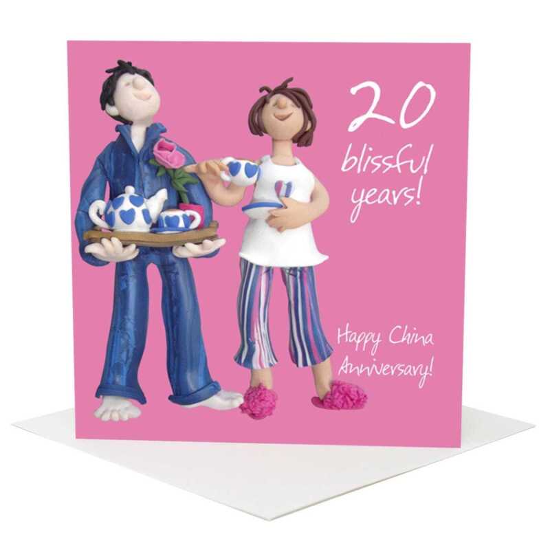20th anniversary card (china anniversary card) - designed by Erica Sturla - 15cm square and blank inside, made in the UK