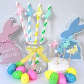 Easter Bunny Straws, Easter Table Decor, Rabbit straws, Bunny cupcake/food picks