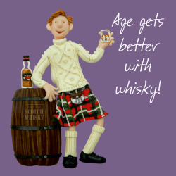 Holy Mackerel Age Gets Better With Whisky Birthday Greeting Card Card is 15cm square and blank inside
