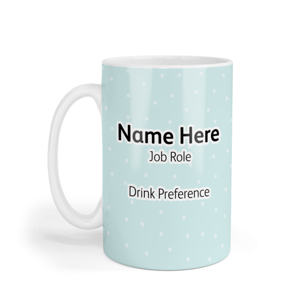 Personalised Ceramic Mug - Pale Blue Polka Dots