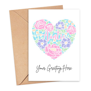 Personalised Custom Message Card - Papercut Auntie Heart
