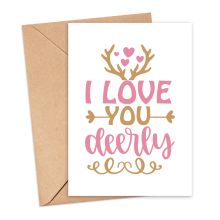 Anniversary Card - I Love You Deerly - Small (Approx. A6 | 105mm x 148mm | 4.1in x 5.8in) - Standard Smooth Card