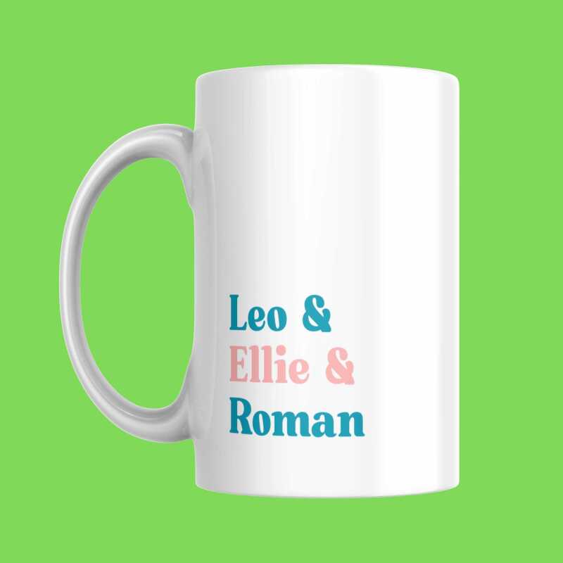 Personalised Mug for Mum, Dad, Grandma, Nanny, Grandad - Names of Children or Grandchildren - Customised Gift for Parents or Grandparents