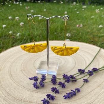Lemon Hoop Earrings: Gold Leaf Summer Jewelry , polymer clay earrings
