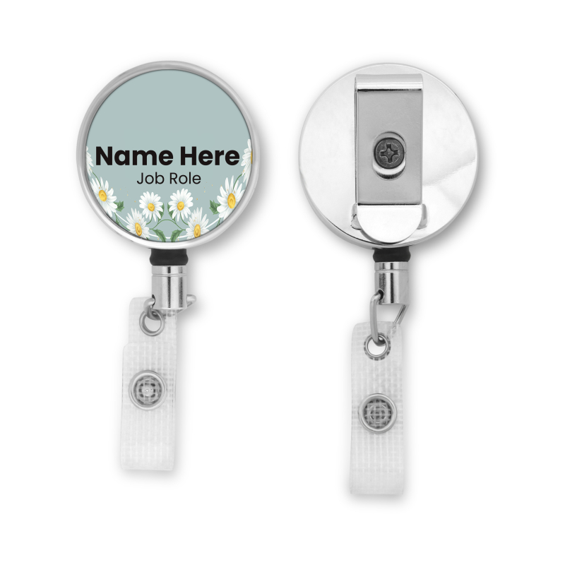 ID badge reel Personalised Metal ID Reel - Daisy Border