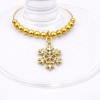 Handmade Wine Glass Charm - Gold Diamante Snowflake
