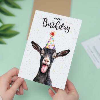 Birthday Card For Him or Her Of A Goat Illustration For Him or Her Birthday Gift