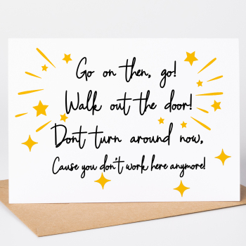 New job Card - Funny Lyrics Good Luck Card, co-worker Card