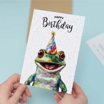 Birthday Card For Him or Her Of A Frog Illustration For Him or Her Birthday Gift