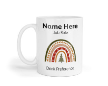 Personalised Ceramic Mug - Boho Christmas Tree Rainbow