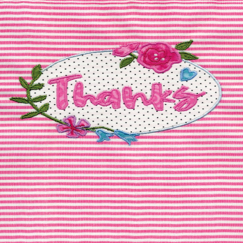 Holy Mackerel Floral thanks, a flower themed thank you card featuring an image of Sarah Hopkins' textile art - 12 x 17cm - blank inside for your message